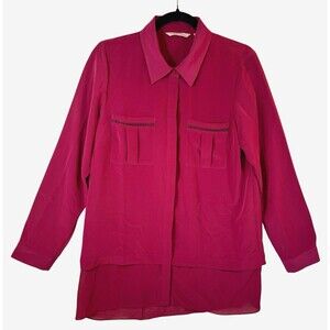 Soft Surroundings Women's Top Button Up Small Mulberry Wine Layered‎ Lagenlook